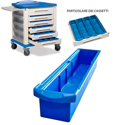 K816282N - CARRELLO TERAPIA STANDARD CON 20 CONTENITORI PORTAFARMACI - immagine 3