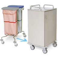 K626124 - CARRELLO SEPARABILE DISTRIBUZIONE E RACCOLTA DELLA BIANCHERIA CHIUSO IN ACCIAIO INOX
