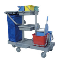 K616782 - CARRELLO PER PULIZIE CON STRIZZATORE E PORTA RIFIUTI GRANDE CON COPERCHIO