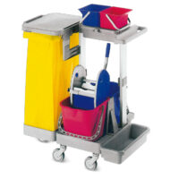 K616785 - CARRELLO PER PULIZIE CON PORTA RIFIUTI GRANDE CON COPERCHIO E STRIZZATORE