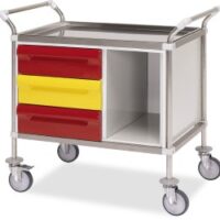 K816011 - CARRELLO IN ACCIAIO INOX A TRE CASSETTI LUNG. 450 MM IN TECNOPOLIMERO