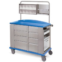 K816360 - CARRELLO MEDIKAR LARGE IN ACCIAO INOX A 4 CASSETTONI CON SOPRALZO