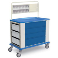 K816361 - CARRELLO MEDIKAR LARGE IN ACCIAO VERNICIATO A 4 CASSETTONI CON SOPRALZO