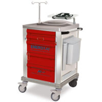 K820210X - CARRELLO EMERGENZA SMALL CON STRUTTURA IN ACCIAIO INOX E 5 CASSETTI