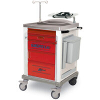 K820211 - CARRELLO EMERGENZA SMALL CON STRUTTURA E 5 CASSETTI IN ACCIAIO VERNICIATO