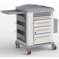 KSM-UT1: CARRELLO UTILITY SMALL CON 3 TASCHE A RIBALTA E 2 PORTA RIFIUTI 10 LT. APERTURA A GINOCCHIO