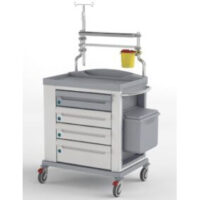 KSTD-AN2: CARRELLO ANESTESIA STANDARDCOMPLETO DI BARRA, MENSOLA, ASTA PORTA FLEBO E SUPPORTO PER CONTENITORE PORTA ACUMINATI