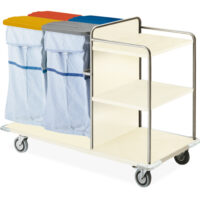 K626086 - CARRELLO RACCOLTA E DISTRIBUZIONE BIANCHERIA APERTO IN ACCIAIO VERNICIATO CON QUATTRO PORTASACCHI