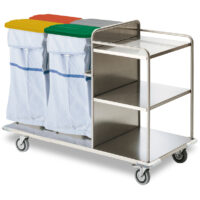 K626128 - CARRELLO PER DISTRIBUZIONE E RACCOLTA BIANCHERIA APERTO INOX CON QUATTRO PORTASACCHI