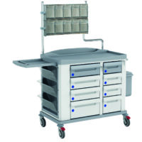 KMED-MED2: CARRELLO MEDICAZIONE MEDIUM IN ACCIAIO VERNICIATO CON CHIUSURA A CHIAVE, DISPENSER A 10 CASSETTI