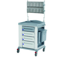 KSM-MED3: CARRELLO MEDICAZIONE SMALL IN ACCIAIO VERNICIATO CON CHIUSURA A CHIAVE E DISPENSER A 10 CASSETTI