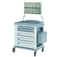 KSTD-MED7: CARRELLO MEDICAZIONE STANDARD IN ACCIAIO VERNICIATO CON CHIUSURA A CHIAVE E DISPENSER A 10 CASSETTI