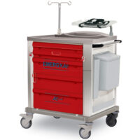 K820260X - CARRELLO EMERGENZA STANDARD CON STRUTTURA IN ACCIAIO INOX E 5 CASSETTI