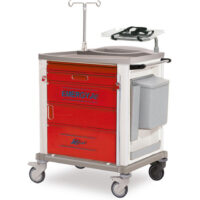 K820261 - CARRELLO EMERGENZA STANDARD CON STRUTTURA E 5 CASSETTI IN ACCIAIO VERNICIATO